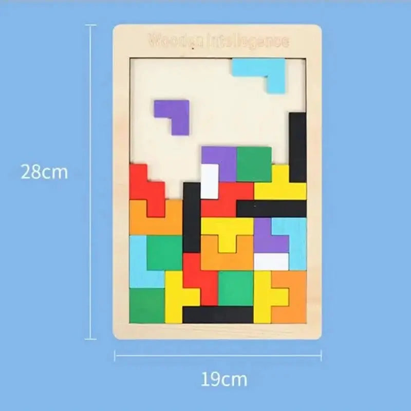 1 Set Wooden Blocks Puzzle Tangram Jigsaw Toy Brain Teasers 3D Colorful Russian Blocks Montessori Educational
