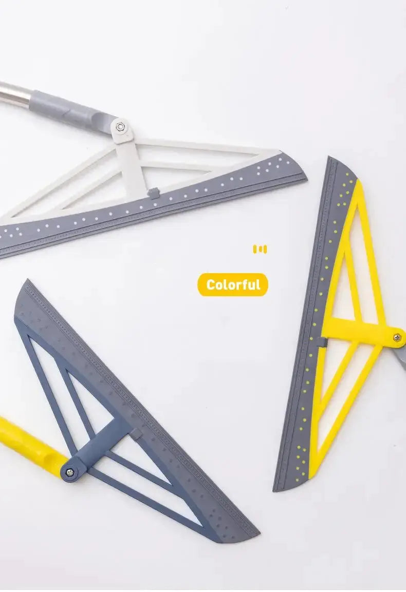 Set of 3 180° rotatable silicone mop squeegees in gray and yellow for home floor cleaning