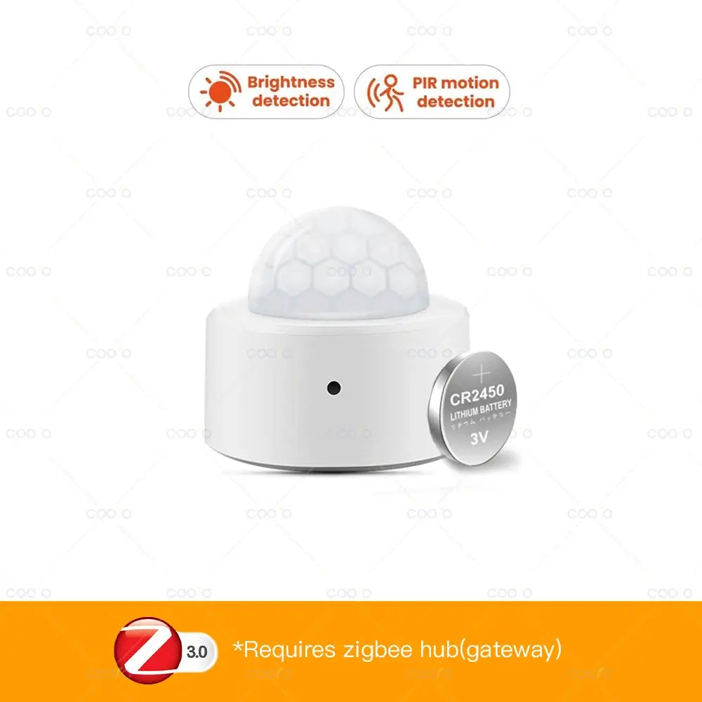 Tuya 2-in-1 Zigbee PIR motion detector with bright lux light by Simples Market, white sensor