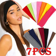 7Pcs Solid Elastic Hair Bands Set for Men and Women Sweat Absorbing Hair Accessories for Running Yoga and Sports