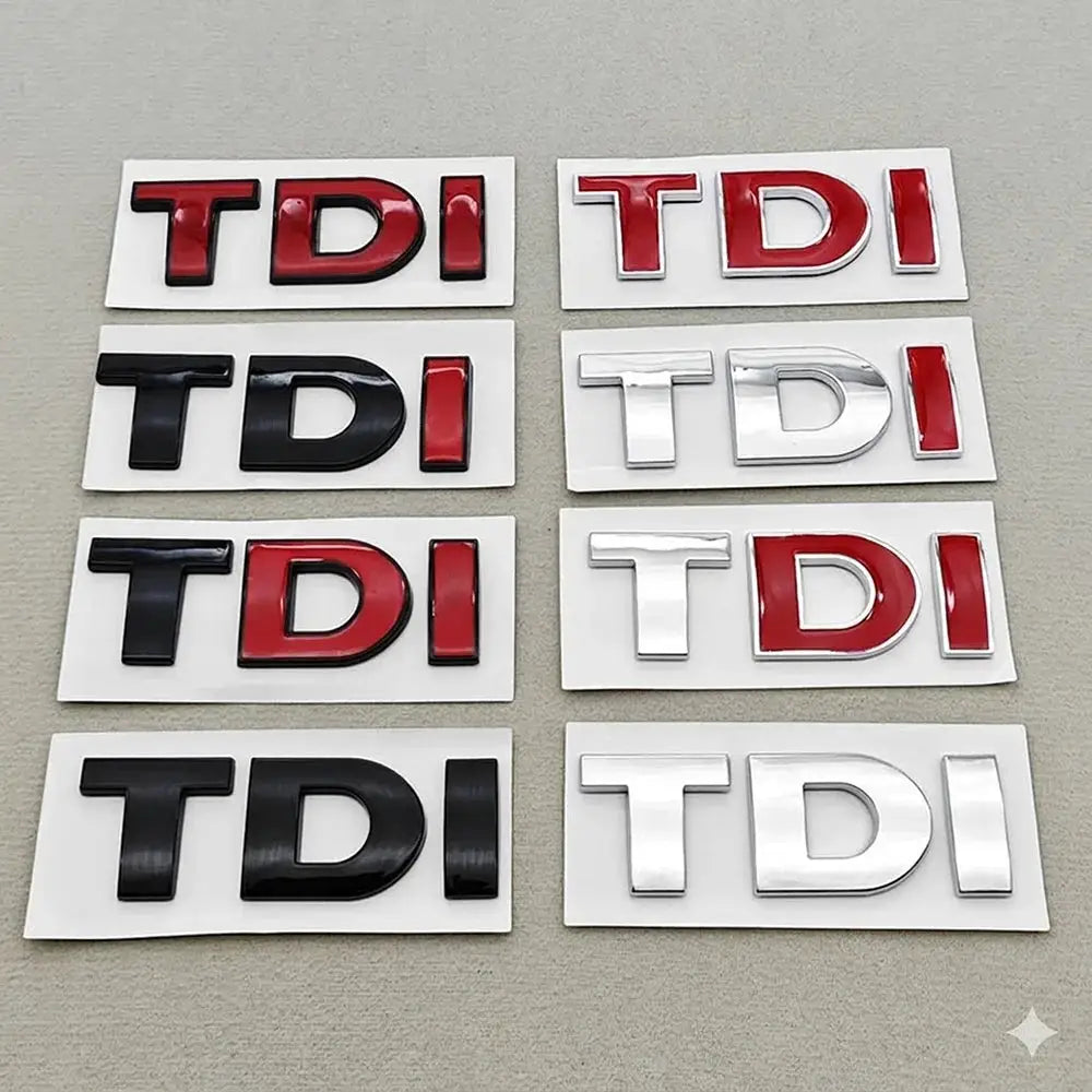3D ABS TDI car trunk badges, 9-piece set in black, red, chrome and white for VW models