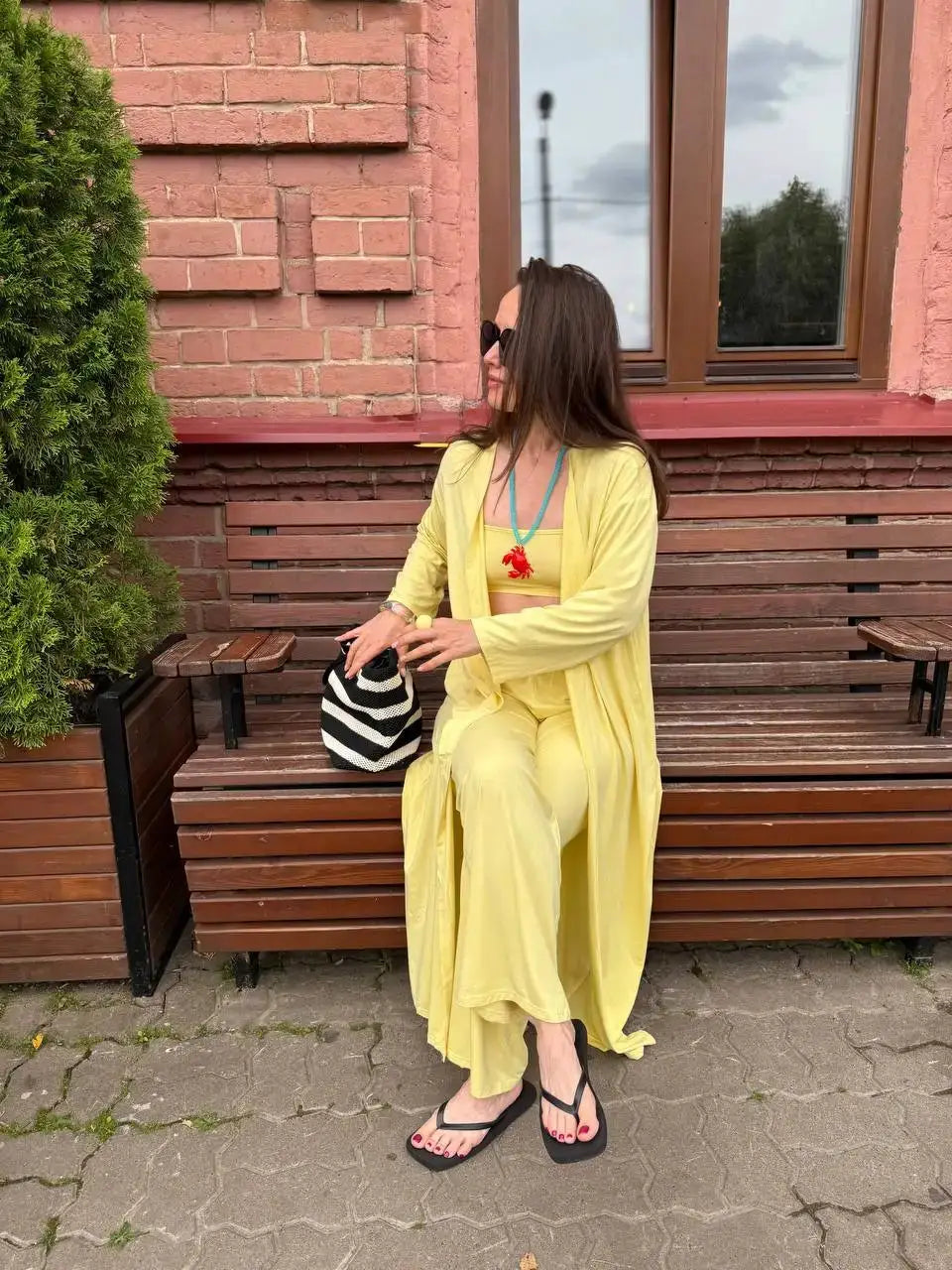 Modal Three Piece Women Set Long Sleeve Cardigan Vest High Waist Pants