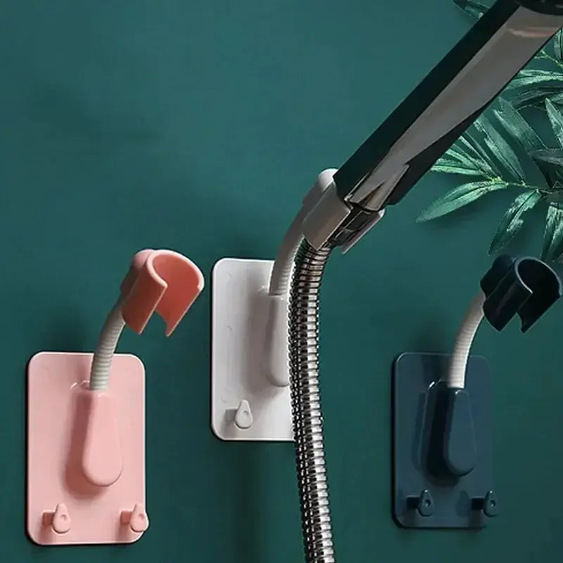 Simples Market desktop cleaning brush set with flexible neck attachments; pink, white, and blue wall-mounted bases