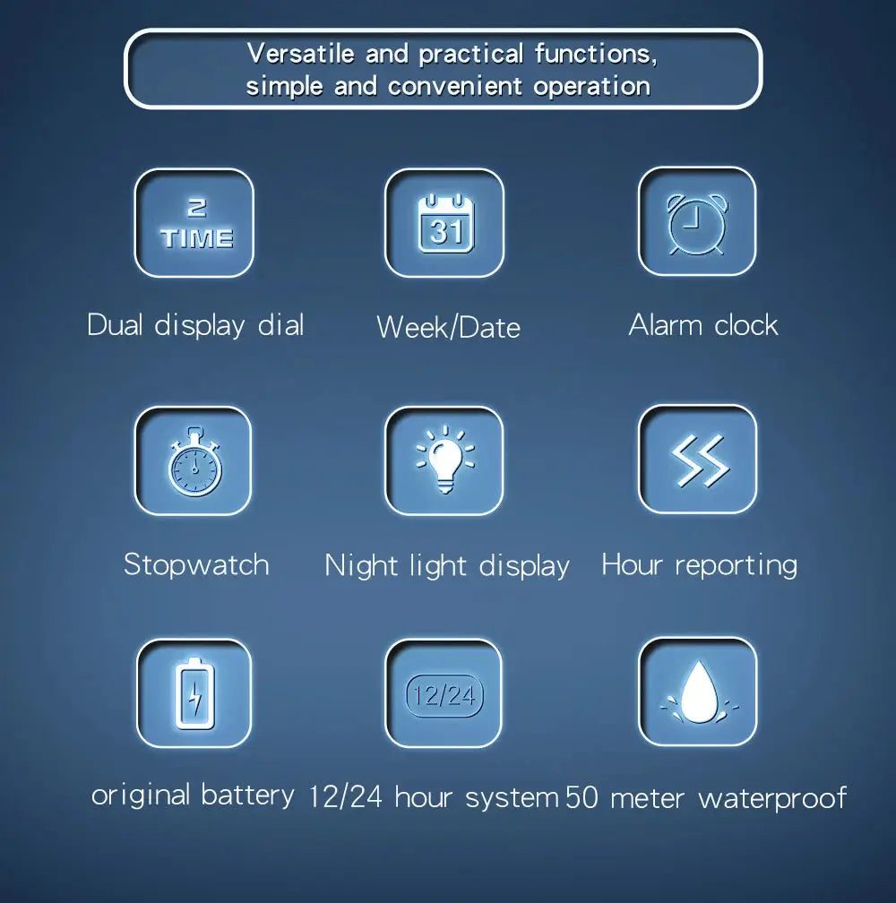 SANDA 6130 dual-display men's sport watch by Simples Market, 50m waterproof LED digital clock with alarm and stopwatch