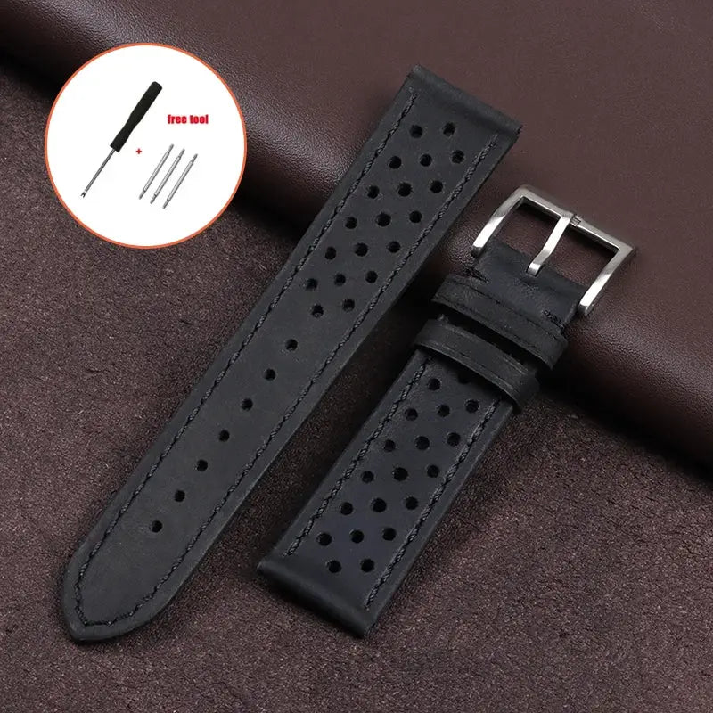 EraCraft Vintage Genuine Leather Watch Strap 18mm 20mm 22mm Universal Fit Breathable Cowhide Comfort