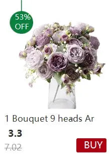 Simples Market artificial flower bouquet in a clear vase with purple-pink fluffy blooms, 42cm
