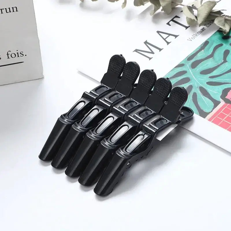 SalonPro 5 Pack Alligator Hair Clips Set With Double Hinged Clamps And Two Springs For Secure All Day Salon Styling