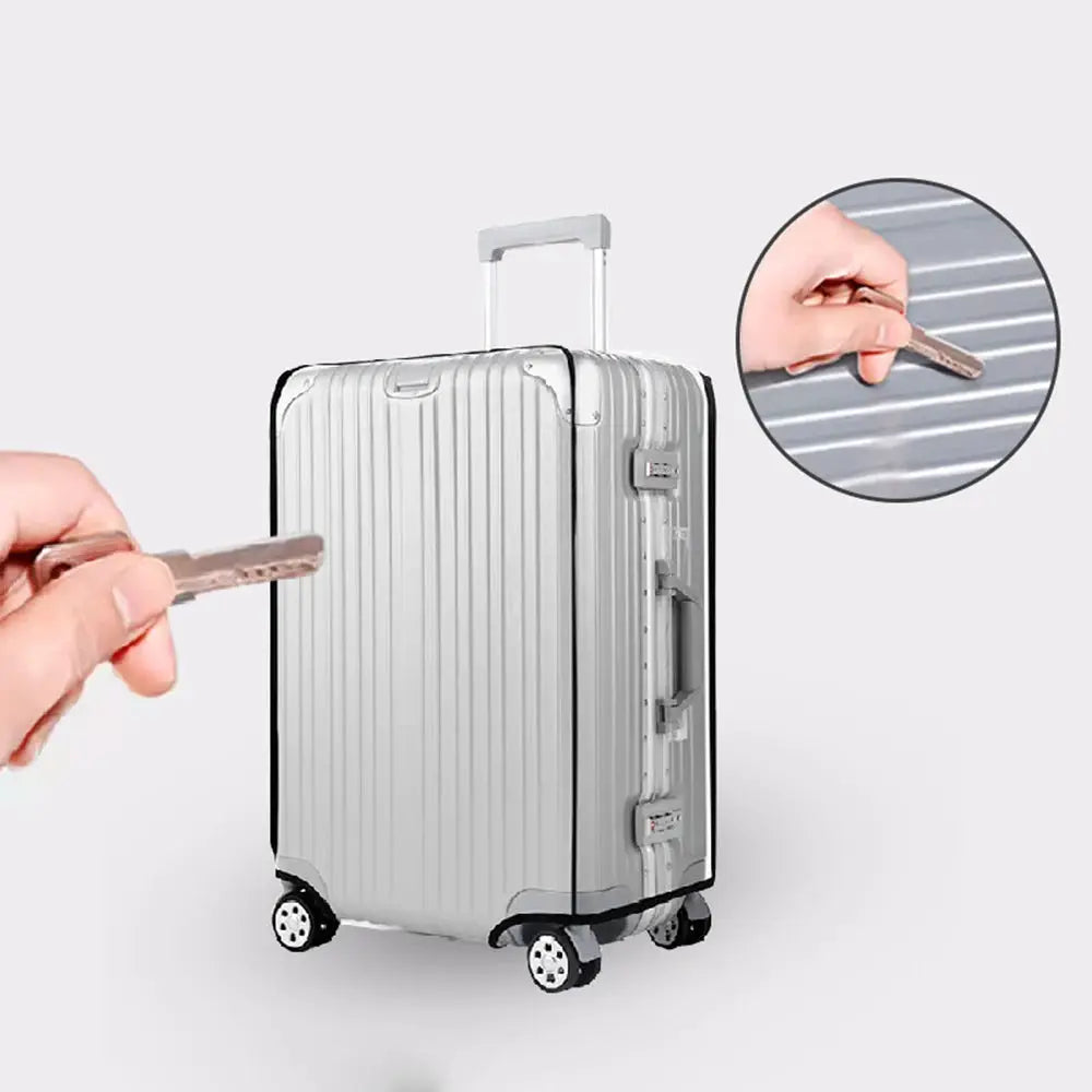 ClearGuard Transparent PVC Luggage Protective Cover Wear Resistant Shield For Travel And Easy Visual Identification