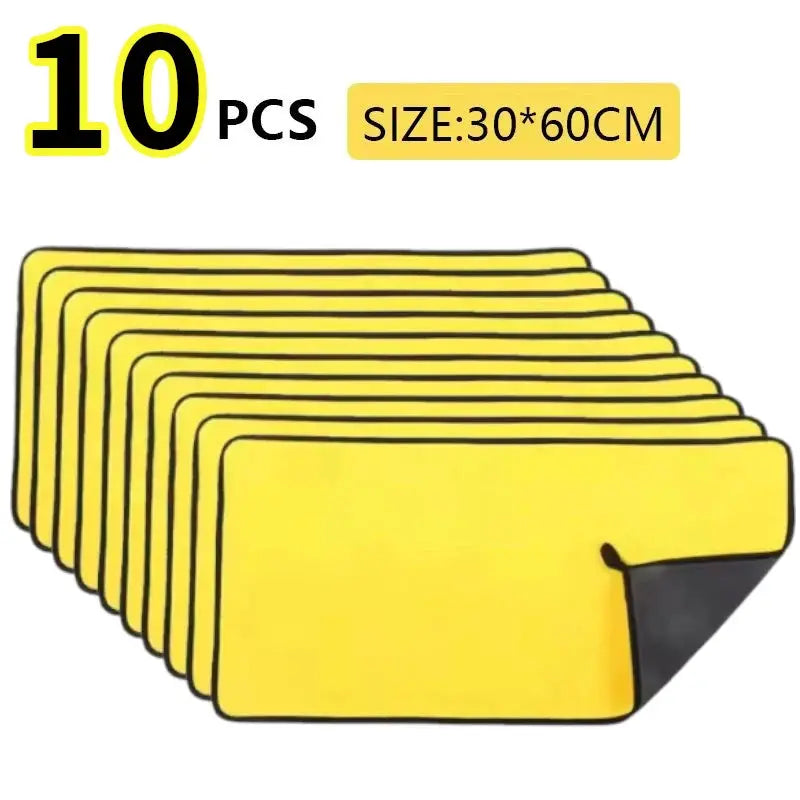 10-pack yellow microfiber car towels, 30x60cm