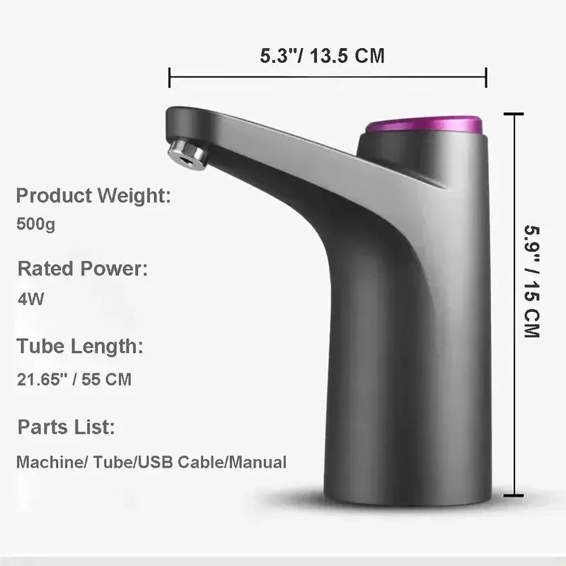 Portable 5 Gallon Water Dispenser with USB Charging and Automatic Pump for Home Office and Outdoor Use