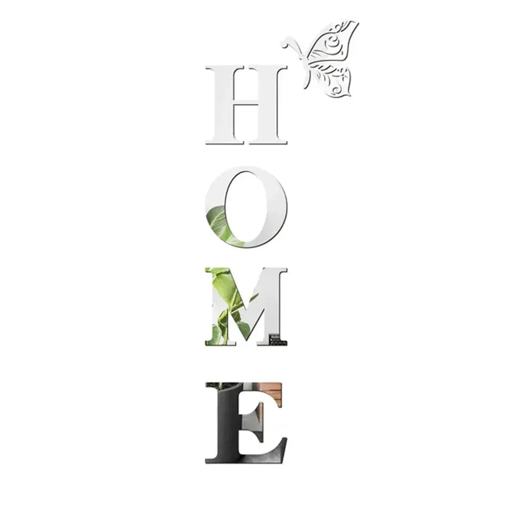 HOME Home Logo 3D Mirror Wall Sticker for Entrance and Home Decoration, Reflective Modern Wall Decor