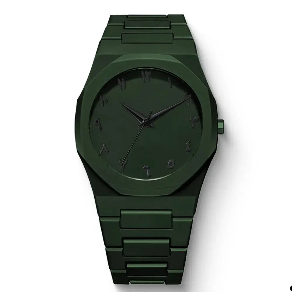 Mens Quartz Watch With Arabic Numerals Silicone Drip Oil Strap For Everyday Wear