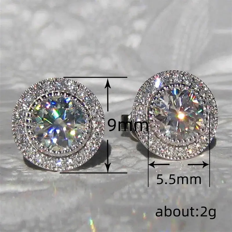 Huitan Delicate Small Round Stud Earrings With Shiny Cubic Zirconia Versatile Fashion Jewelry For Women Teens