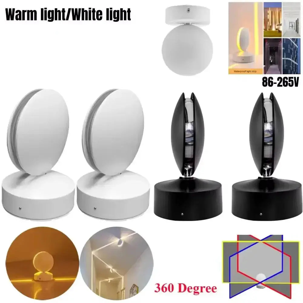 9W LED window-sill lamp set of 4 by Simples Market, white and black rotatable COB narrow-beam wall/door frame lights