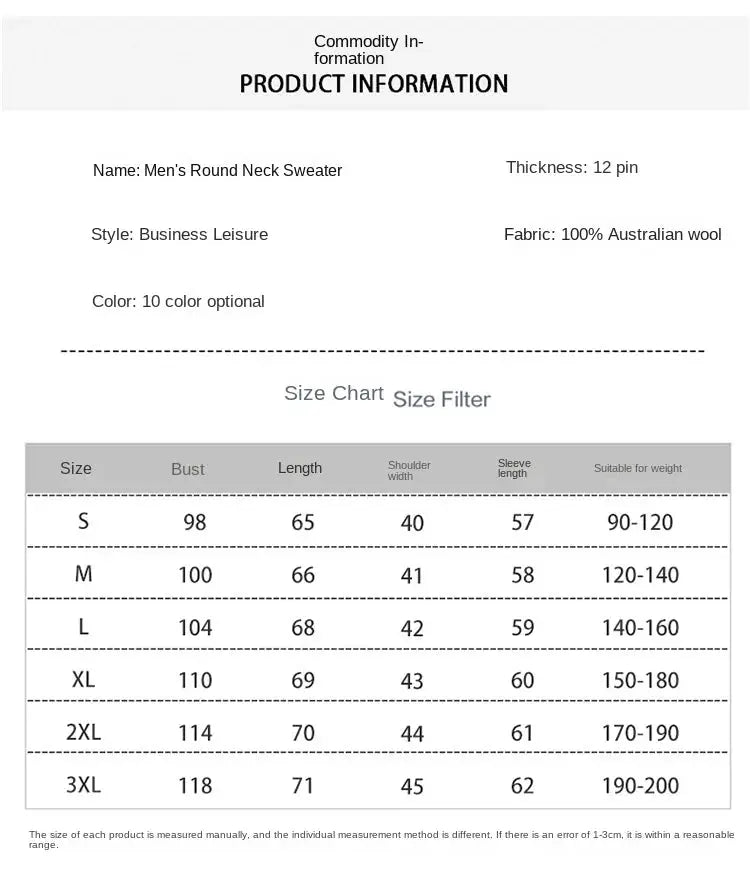 Simples Market men's oversized cashmere O-neck sweater, knit pullover for autumn/winter, sizes M–3XL