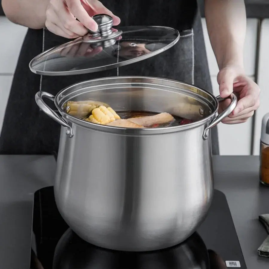 Large Stainless Steel Stock Pot For Soups And Stews Durable Easy To Clean Essential Kitchen Gadget