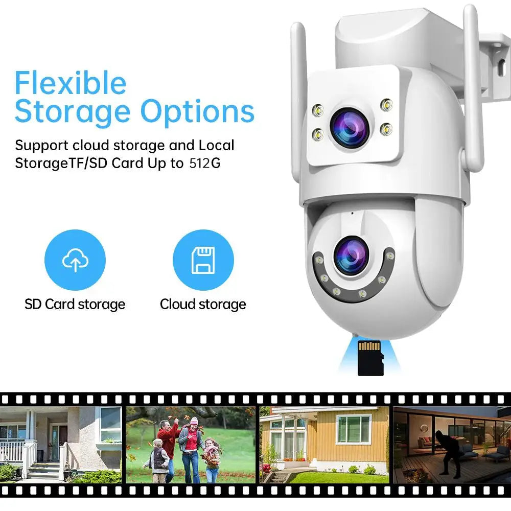 Jooan 4K 8MP Outdoor PTZ Security Camera with dual lens, 5x zoom and AI tracking