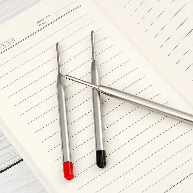 Simples Market Parker-compatible ballpoint pen refills, 3 pieces with red and black tips on silver bodies
