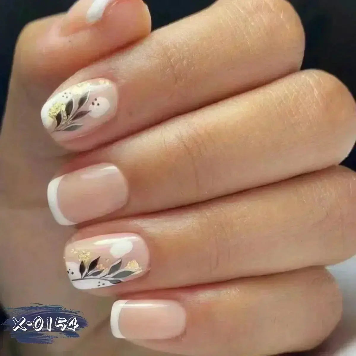 GlamNail Pro 24Pcs Short Square Coffin Press On Nails Set With Glue French Glitter Ballet Style
