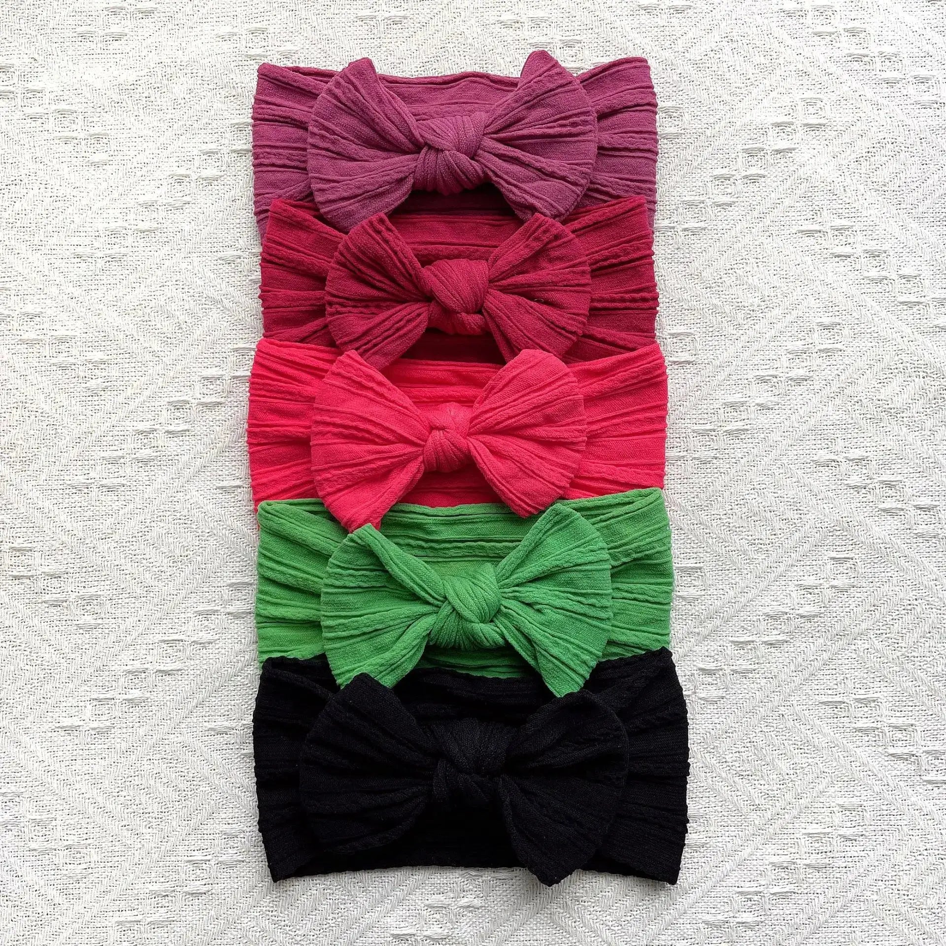 Five Piece Cute Bows Baby Headbands Set Soft Elastic Hair Bands For Newborn Infants And Baby Girls Turban Headwear