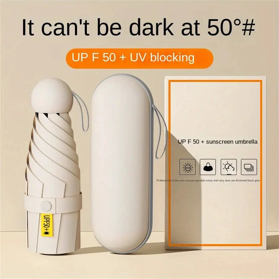 Portable 1 Piece Anti UV Mini Umbrella For Sunny And Rainy Days With UV Coating And Six Reinforced Ribs