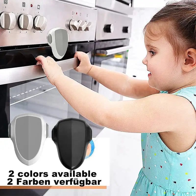 Baby oven door lock by Simples Market; gray or black child safety lock for kitchen cabinets and drawers.