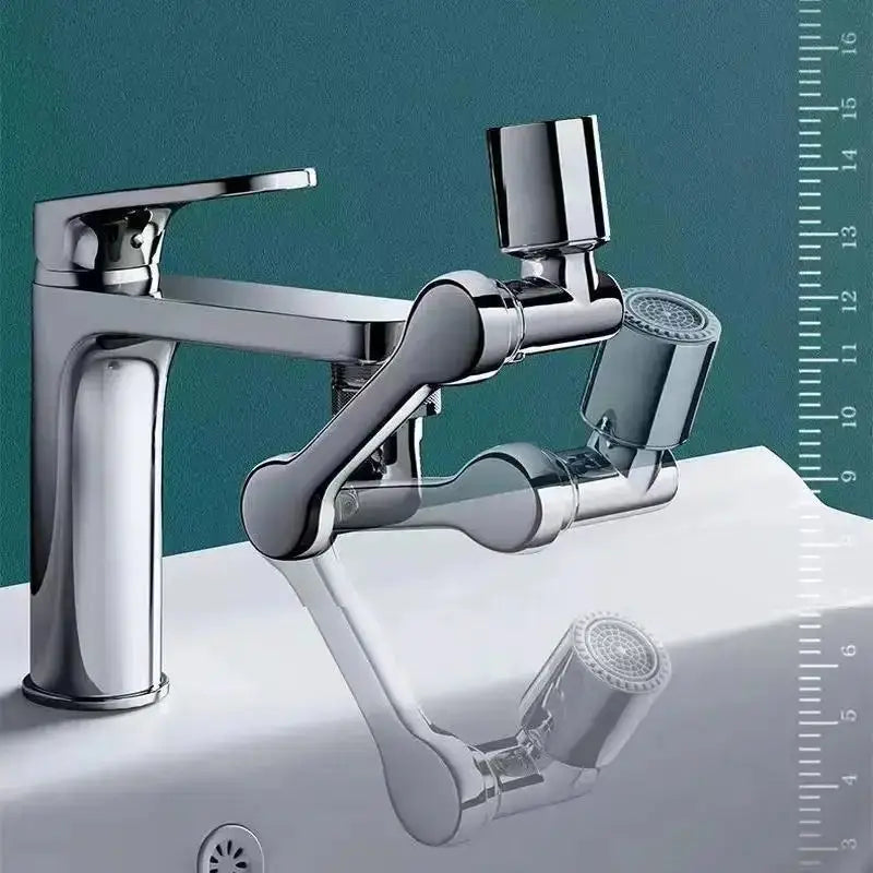 Chrome kitchen faucet with universal rotation extender and robotic-arm sprayer, Simples Market