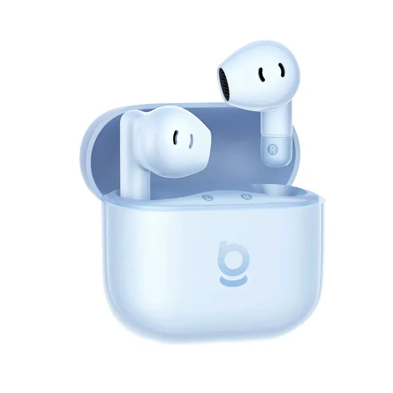 Baseus Bass BS2 Lite true wireless earbuds in blue with charging case and Baseus logo (2 earbuds)