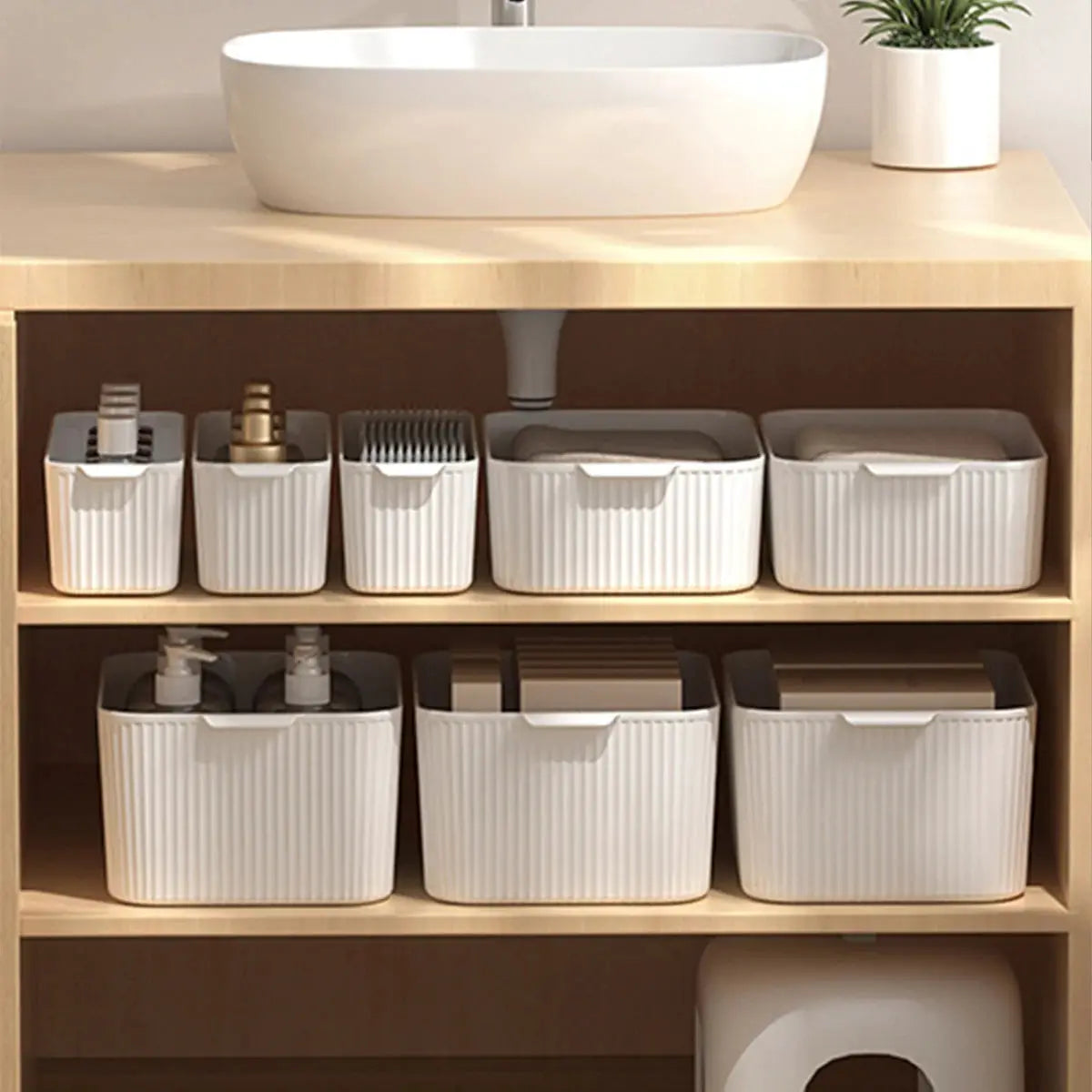 Worthbuy Multifunctional Plastic Storage Box With Handle Desktop Organizer For Kitchen Bathroom Food Cabinet