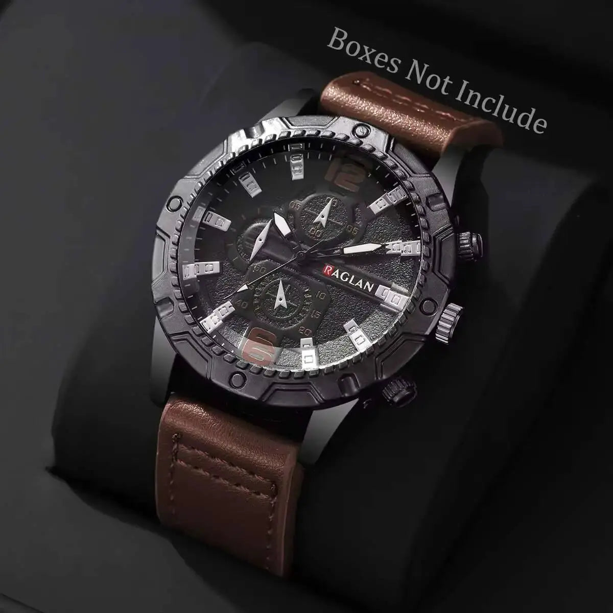 Mens Leather Strap Quartz Watch Large Dial Casual Sports Wristwatch With Arabic Numeral Markers