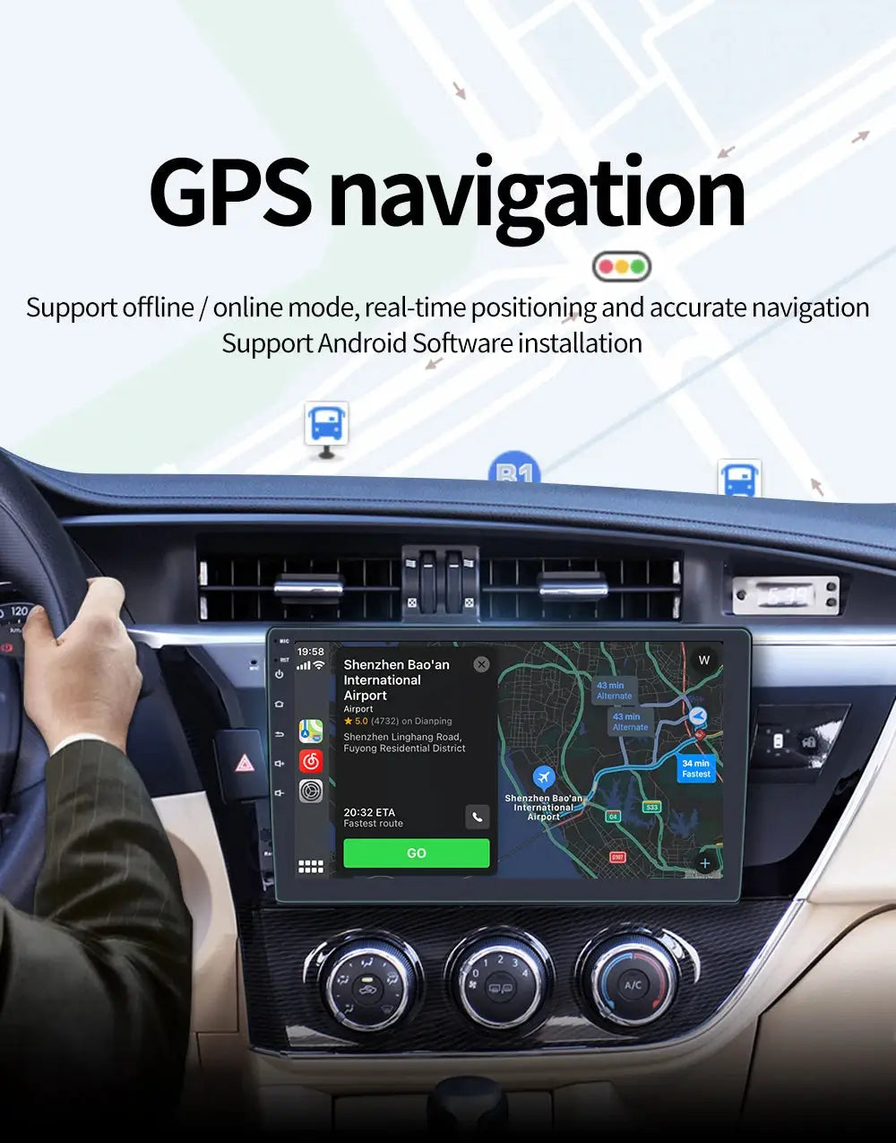 BQCC 4core 2-Din car radio with Android Auto, CarPlay, GPS, IPS touchscreen (7/9/10 inch), Simples Market