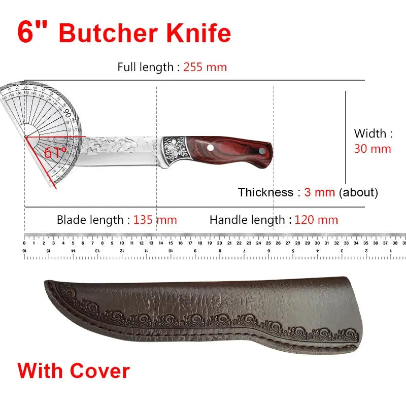 ChefPro Boning Knife With Rosewood Handle And Razor Sharp Stainless Steel Blade For Meat Poultry Fish