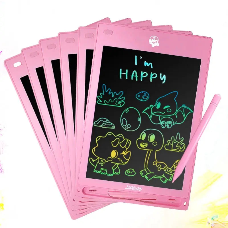 Pink 8.5-inch LCD writing tablets for kids; 7-pack with stylus