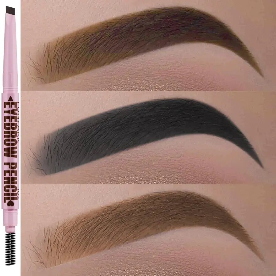Glamourix 2 In 1 Eyebrow Pencil And Brush Waterproof Long Lasting Five Colors For Natural Definition