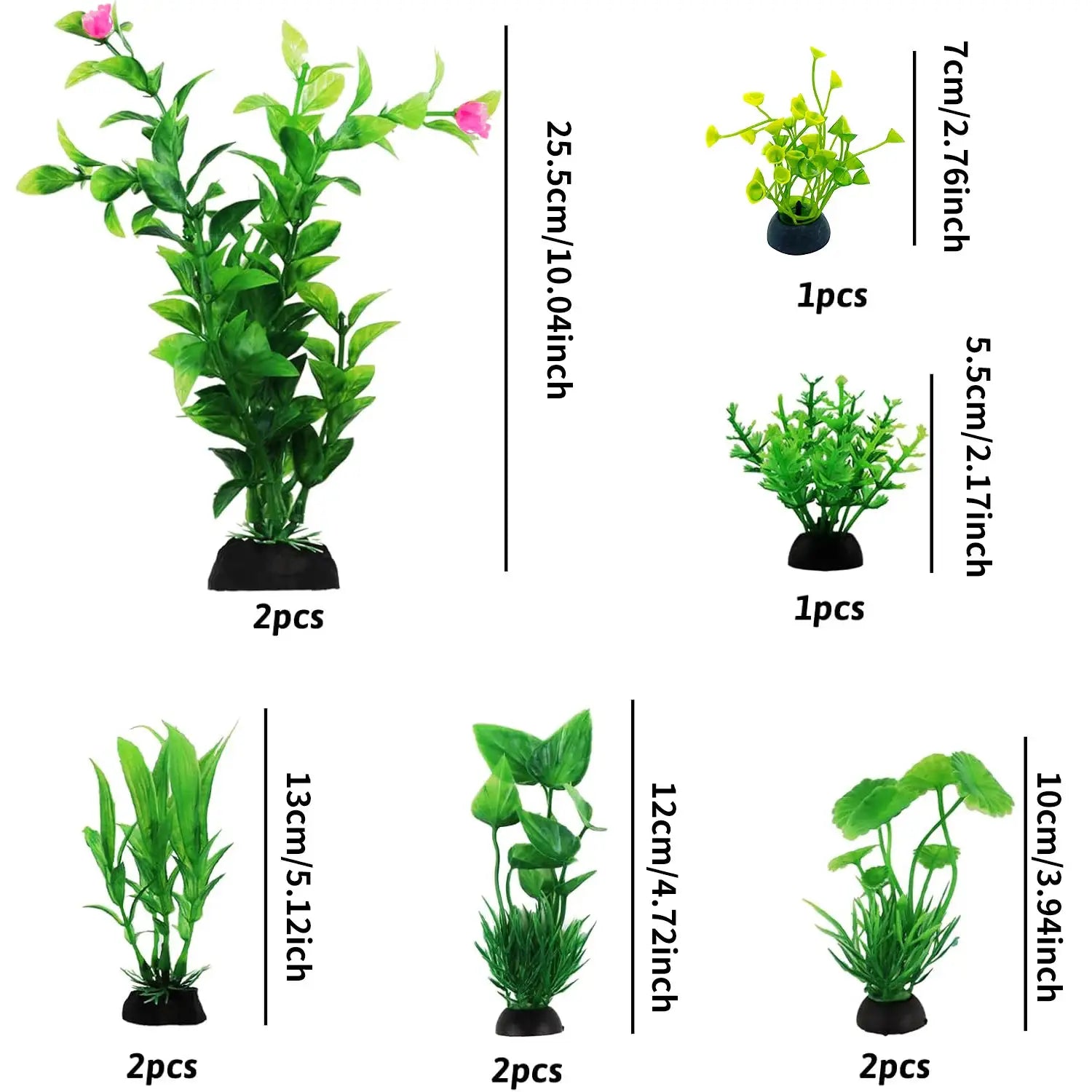 10 Pcs Green Artificial Aquarium Plants For Fish Tank Decor Plastic Safe For Aquariums