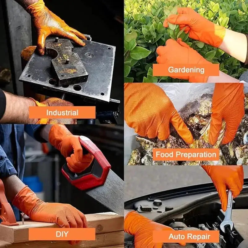 8 Mil Nitrile Gloves Thick Heavy Duty Industrial Disposable Diamond Textured Latex Free Ambidextrous For Mechanics