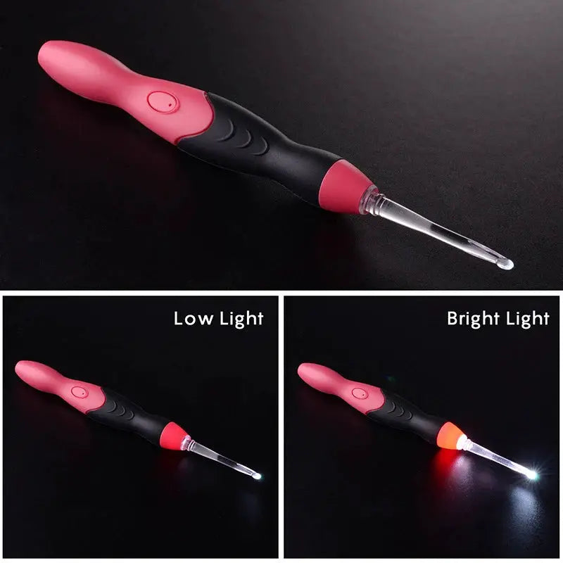 9 In 1 Light Up Crochet Hook Set USB Rechargeable Ergonomic Crochet Hooks LED Lighted Knitting Tools With Case