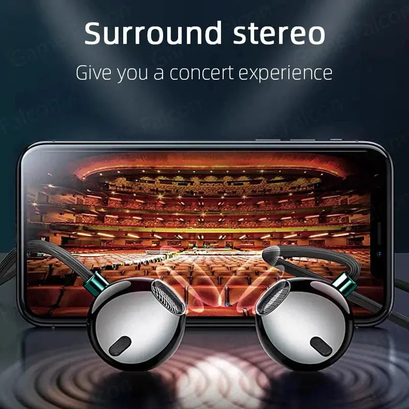 SoundWave USB Type C Earbuds HiFi Bass Microphone And Volume Control For Galaxy S24 S23 S22 S21 And iPhone 15 Pro Max