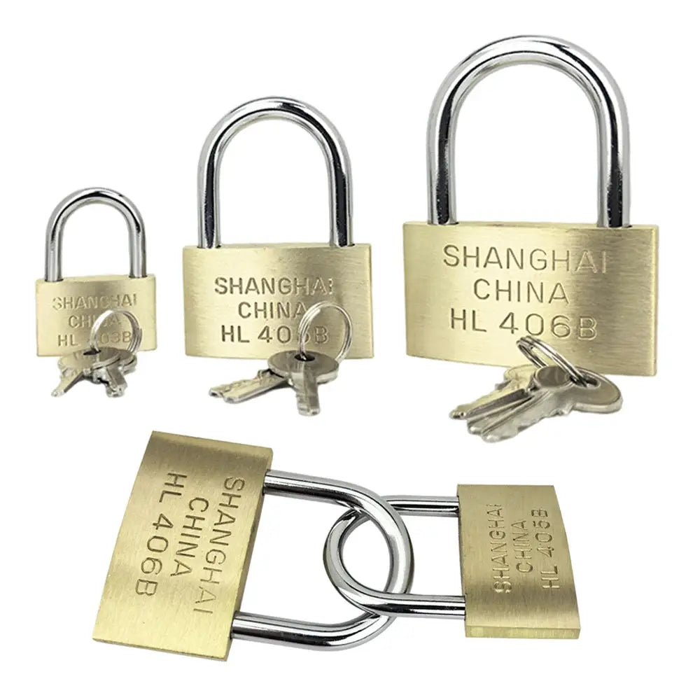Copper padlocks set of 4 with keys in sizes 20-50mm for luggage, cases and lockers