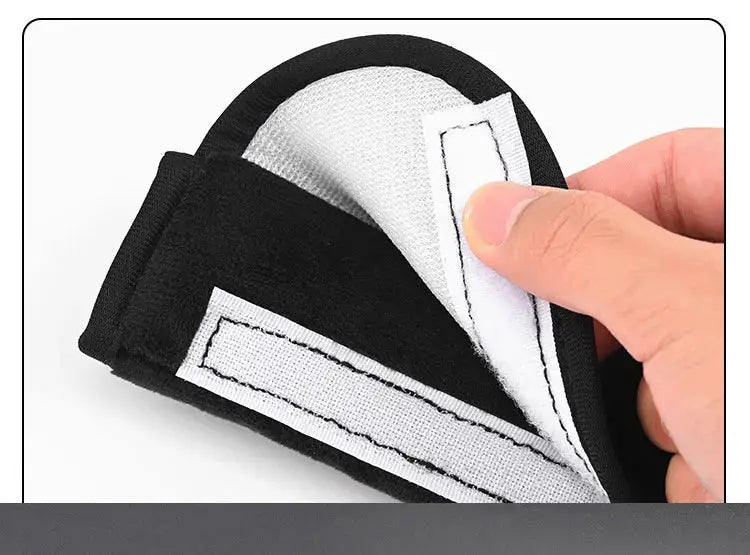 2pcs Simples Market seat belt covers, black with white padded interior and Velcro closure