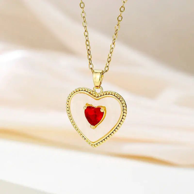 Heart Shaped Pendant Necklace Hollow Design Rhinestone Zinc Alloy for Women Gift for Best Friends Mothers Day Party Wear