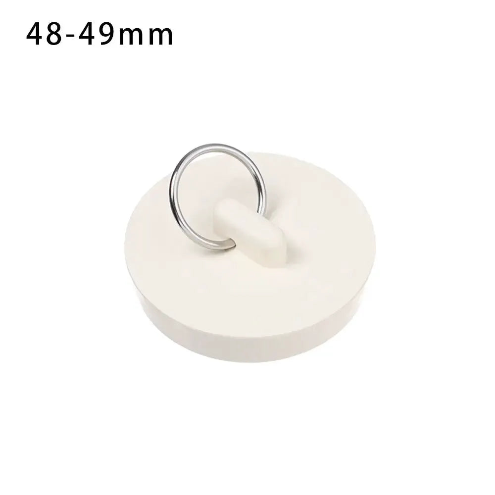 Simples Market rubber sink drain plug with metal lifting ring, 48–49mm, white