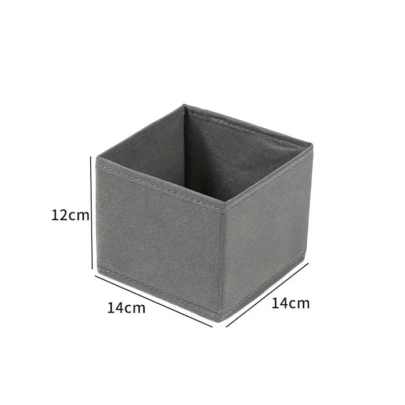 Fabric underwear storage box by Simples Market, gray square cube organizer, 14x14x12 cm
