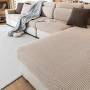 Simples Market thick stripe jacquard sofa cushion cover in beige; removable, washable, furniture protector