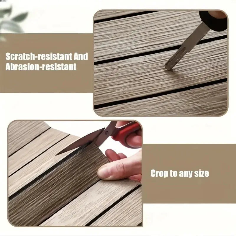 Simples Market faux wood grain self-adhesive wallpaper; beige wood texture for peel-and-stick wall panels.