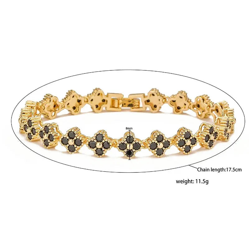 HECHENG AAAAA Brass 18K Gold Plated Flower Necklace And Bracelet Jewelry Set For Women Christmas Gift