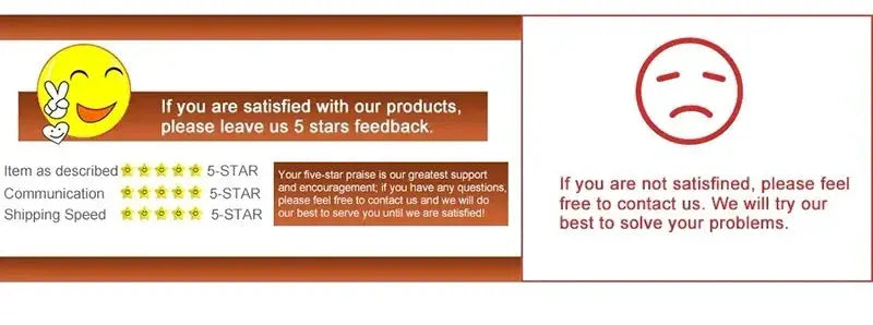 Simples Market product banner listing 5-star feedback with a yellow smiley and red frown, plus a customer support note.