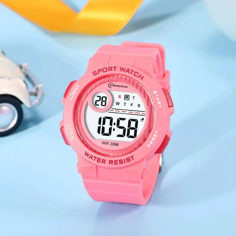 OHSEN Kids Sport Watch Pink 30M Waterproof Digital Wristwatch With Stopwatch And Durable Silicone Band