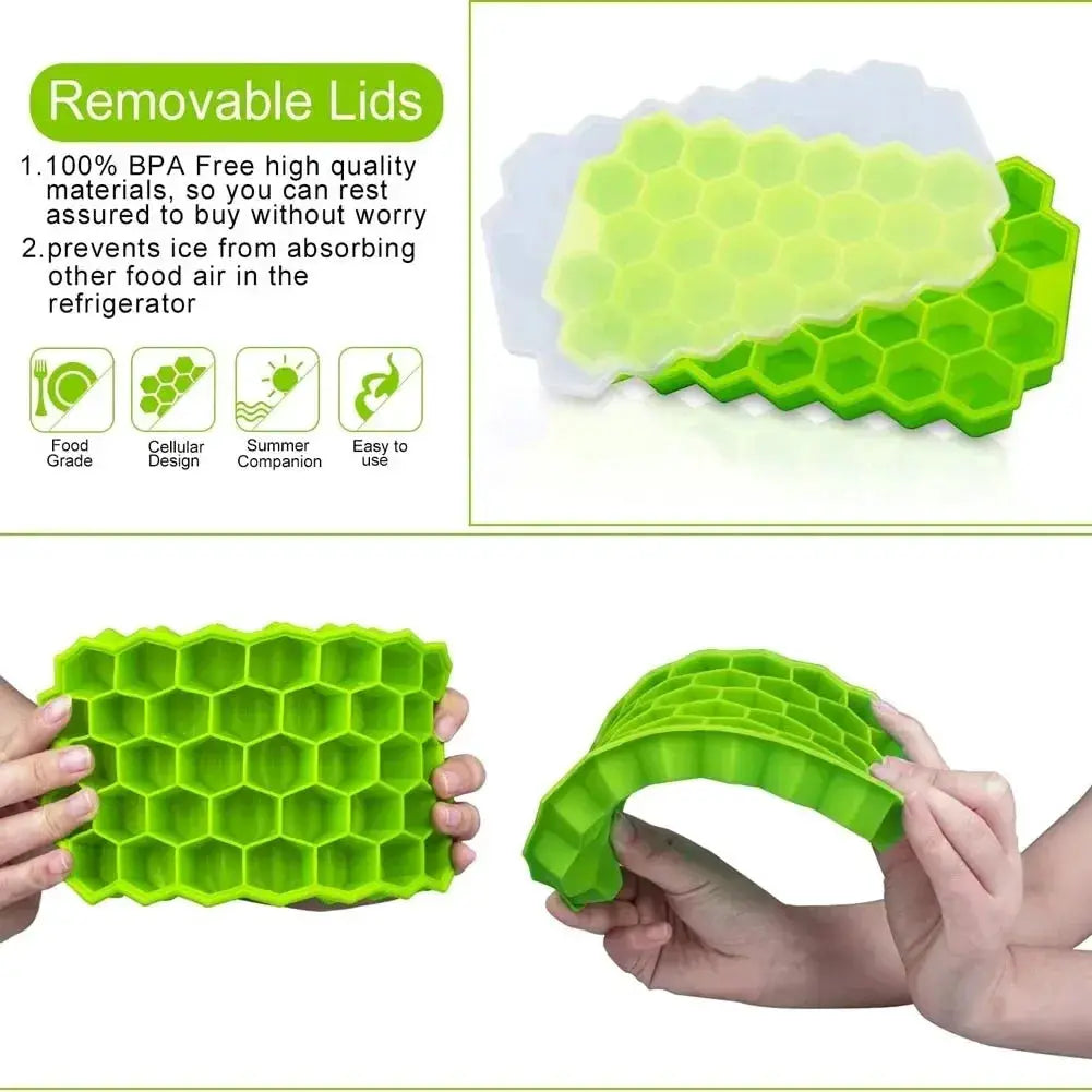 37 Cavity Silicone Ice Cube Mold Reusable BPA Free With Lids DIY Popsicle Mold Ice Tray For Ice Cubes