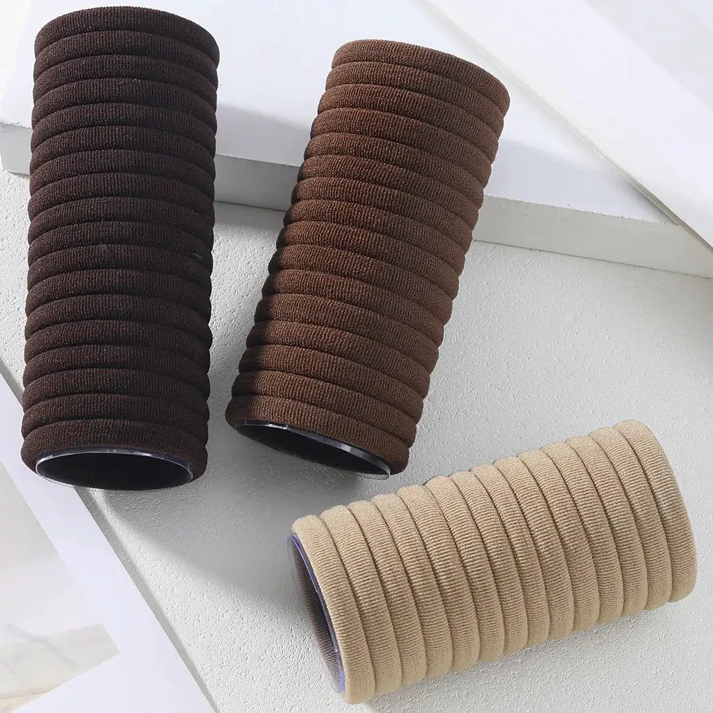 BrandName Black Hair Bands For Women And Girls Nylon Elastic No Slip Ponytail Holders 50/100 Pack